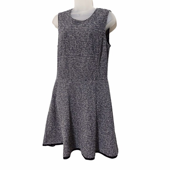 Theory Womens Sleeveless Black White Tweed Fit and Flare Dress Size 10 - Picture 2 of 11